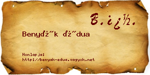 Benyák Édua névjegykártya
